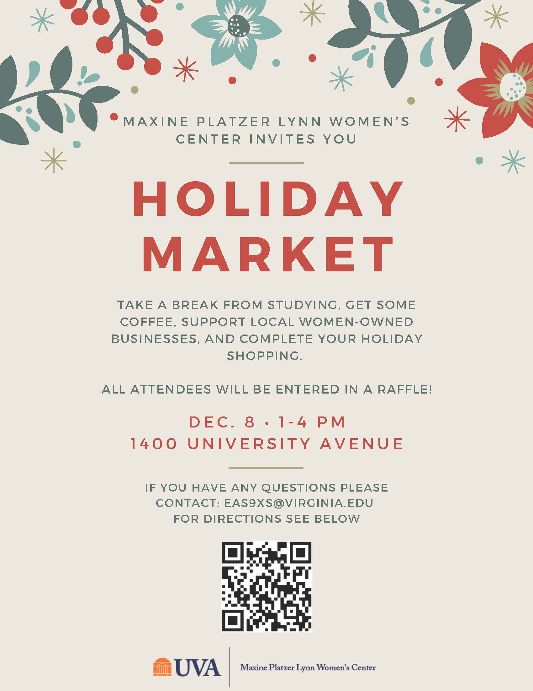 holiday market flyer with greenery around the edges
