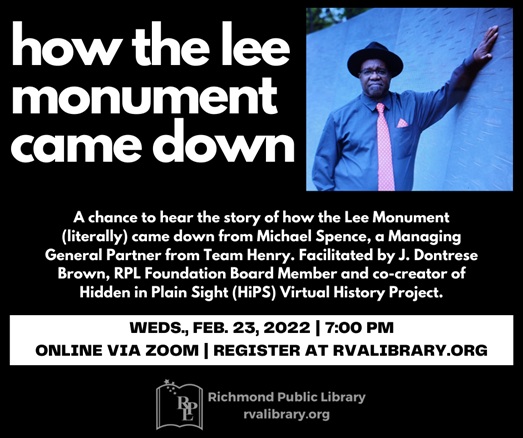 how the lee monument came down. picture of Michael Spence standing by the Memorial to Enslaved Laborers